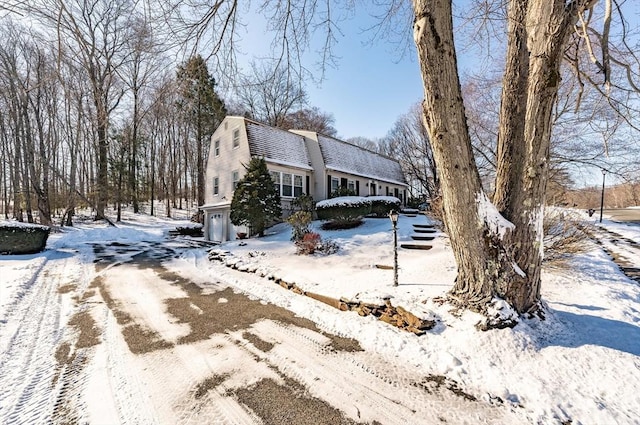 exterior space with a garage