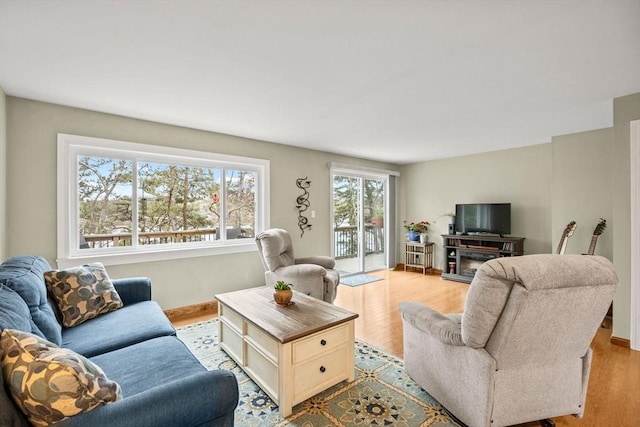 living room featuring light hardwood / wood-style flooring