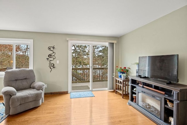 sitting room featuring light wood-type flooring