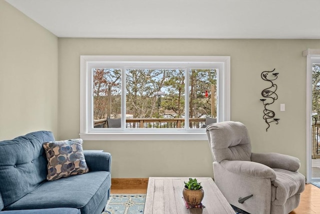 interior space with hardwood / wood-style floors and a healthy amount of sunlight