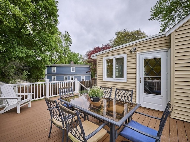 440 Forest St, Waltham, MA 02452 - wooden deck with outdoor dining space