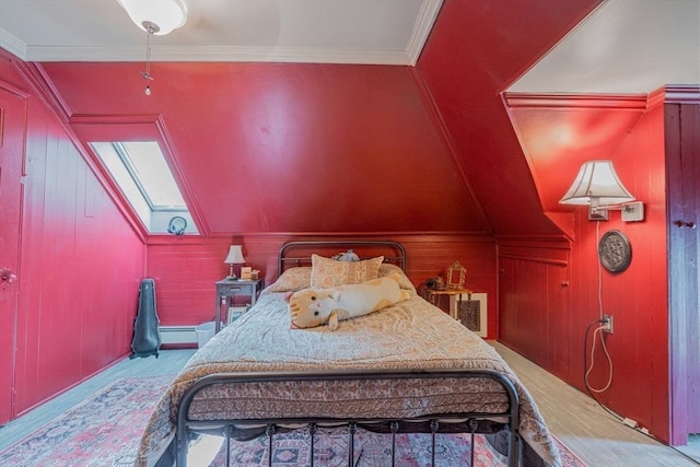 1 Holly St, Attleboro, MA 02703 - bedroom with a skylight, wood finished floors, crown molding, and a baseboard heating unit