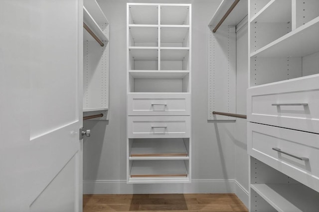 spacious closet featuring hardwood / wood-style flooring