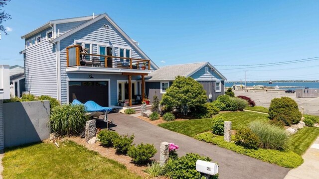 21 Hudson St, New Bedford, MA 02744 - back of house with a balcony and a garage