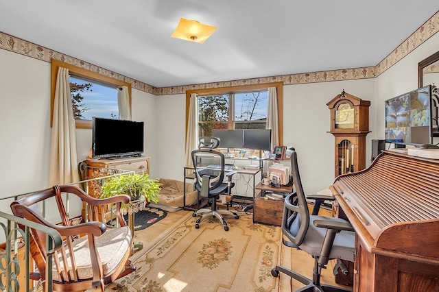 office featuring hardwood / wood-style flooring