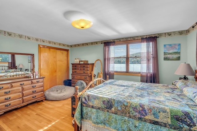 bedroom featuring a closet and hardwood / wood-style flooring