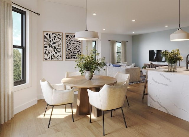 33 Pearl St Unit 6, Boston, MA 02125 - dining area featuring light wood-style flooring, recessed lighting, and baseboards