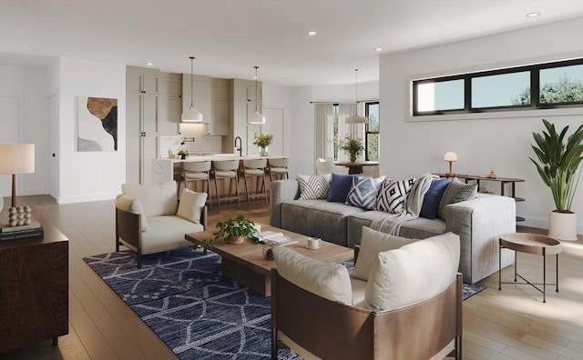 33 Pearl St Unit 6, Boston, MA 02125 - living area featuring light wood-style floors, recessed lighting, and baseboards