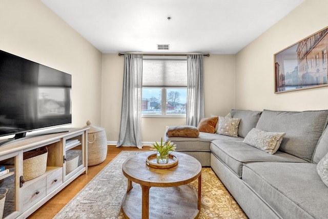 living room featuring light hardwood / wood-style flooring