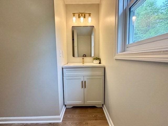 139 E County Rd Unit 139, Rutland, MA 01543 - bathroom featuring wood finished floors, vanity, and baseboards