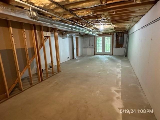 basement with electric panel