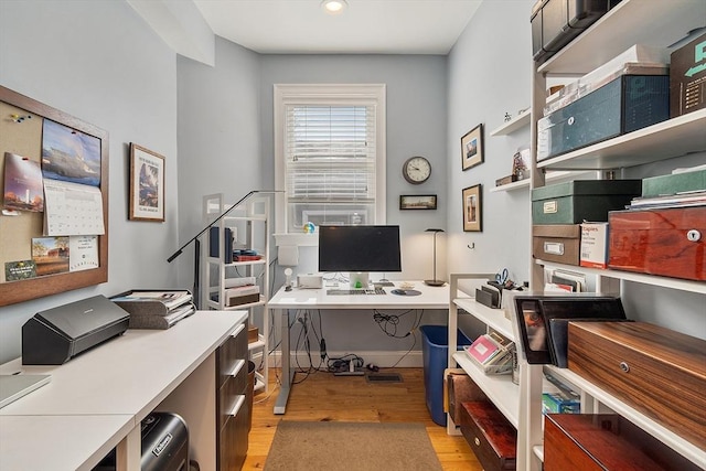 office with light wood finished floors