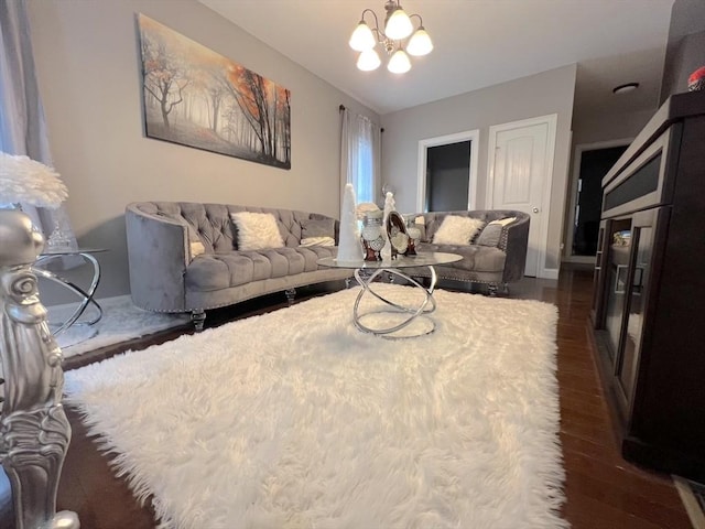 364 Chestnut Hill Rd, Millville, MA 01529 - living area featuring dark wood-type flooring and a chandelier