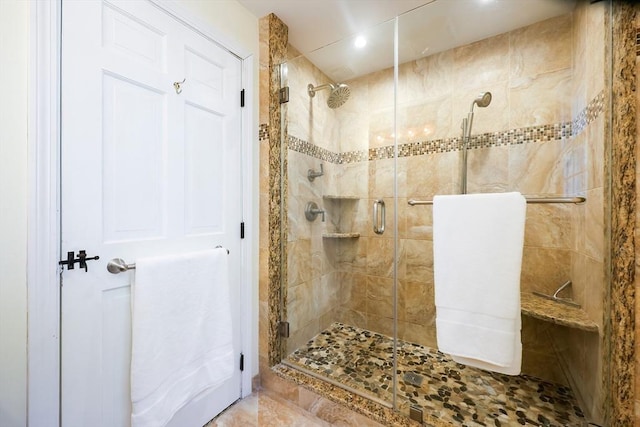 bathroom with a stall shower