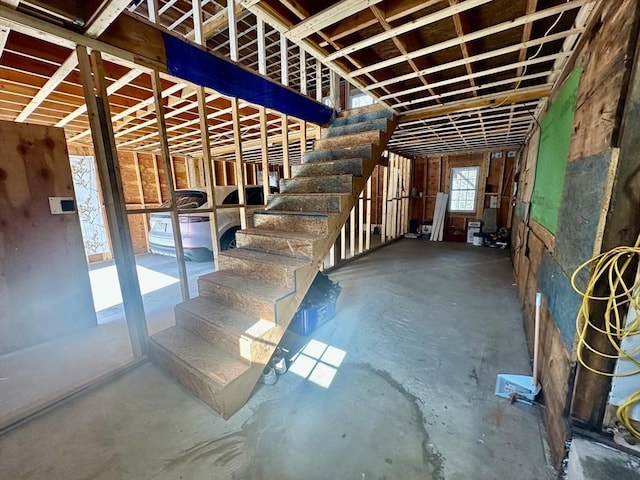 below grade area with stairway