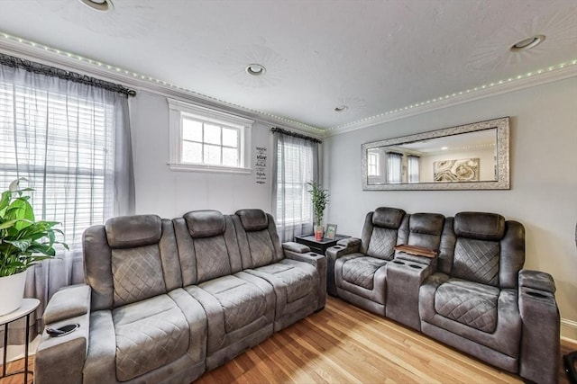 15 Ronan St Unit 3, Boston, MA 02125 - living room featuring wood finished floors, crown molding, and recessed lighting