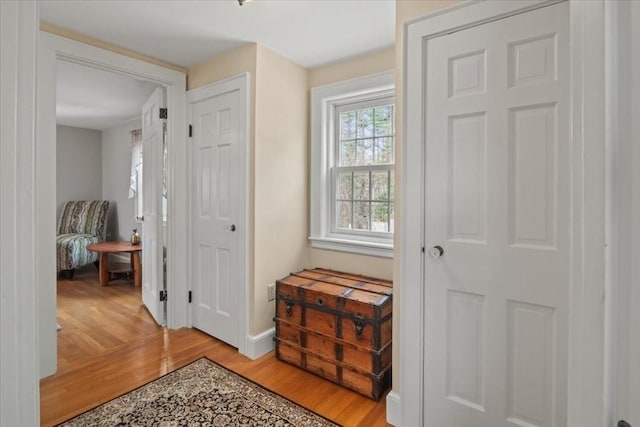 279 Norfolk St, Holliston, MA 01746 - entryway featuring light wood-style floors and baseboards