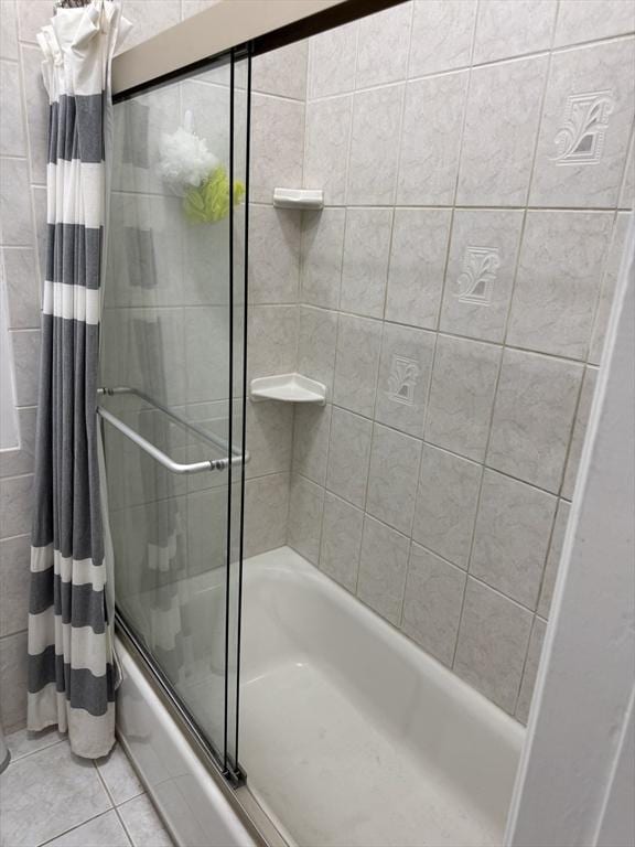 251 Waltham St, Newton, MA 02465 - full bathroom featuring shower / bath combination with glass door and tile patterned floors