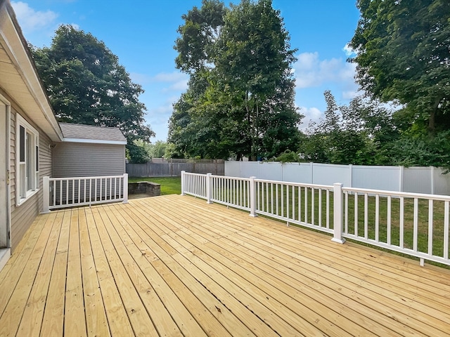 deck with a yard