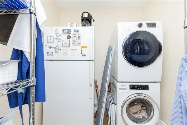 15 Trask Rd, Peabody, MA 01960 - laundry area featuring stacked washing machine and dryer