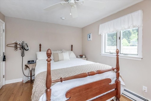 15 Trask Rd, Peabody, MA 01960 - bedroom with baseboard heating, wood finished floors, and a ceiling fan