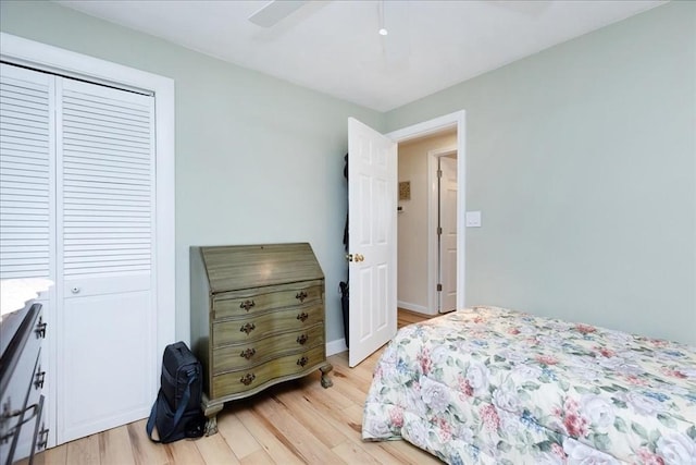 15 Trask Rd, Peabody, MA 01960 - bedroom with light wood-style flooring, a closet, and a ceiling fan
