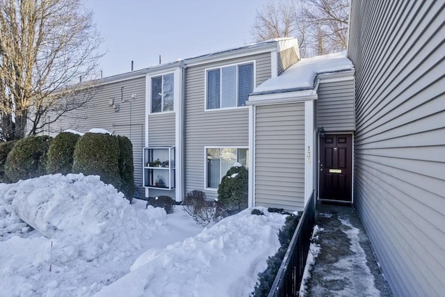 view of snow covered exterior