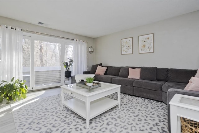 living area featuring visible vents