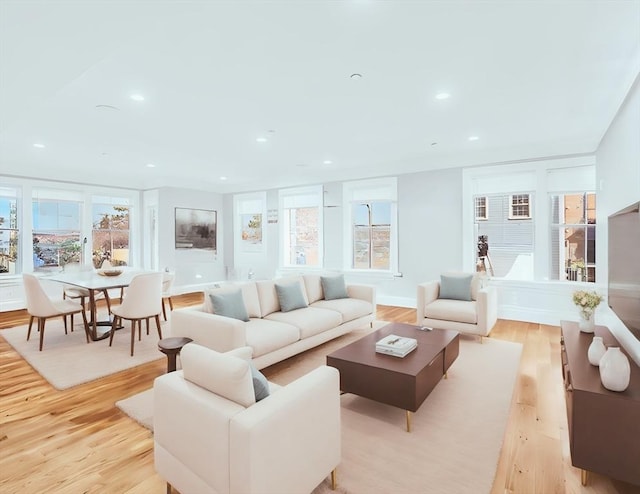 56 Belmont St Unit 3, Boston, MA 02129 - living area with plenty of natural light, light wood-type flooring, and recessed lighting