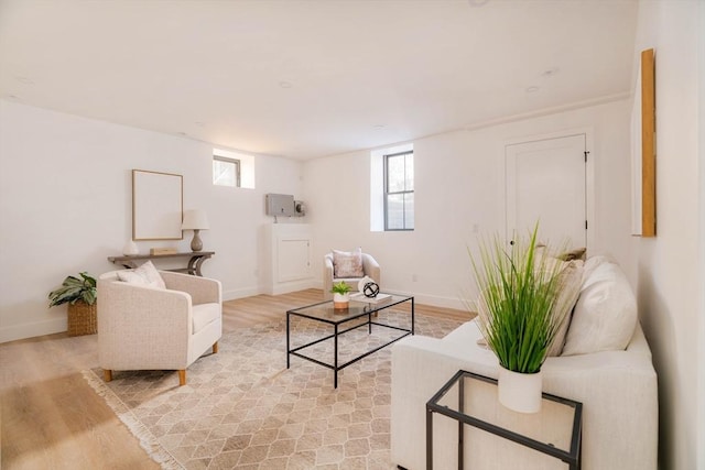 living room with light wood-type flooring