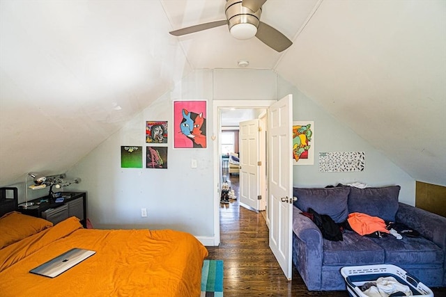 38 Highland Park Ave, Boston, MA 02119 - bedroom with a ceiling fan, wood finished floors, and lofted ceiling