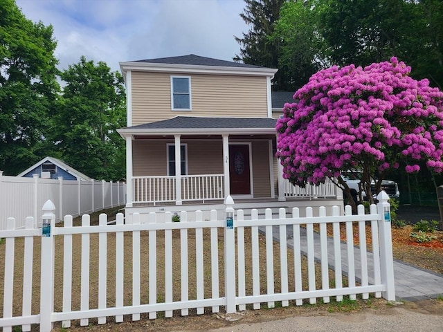 54 Federal St, Weymouth, MA 02188 - view of front of home featuring a porch and a fenced front yard
