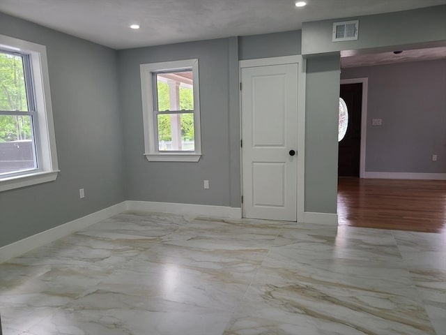 54 Federal St, Weymouth, MA 02188 - spare room featuring baseboards, recessed lighting, and marble finish floors