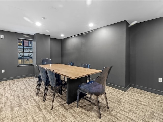 view of carpeted dining room