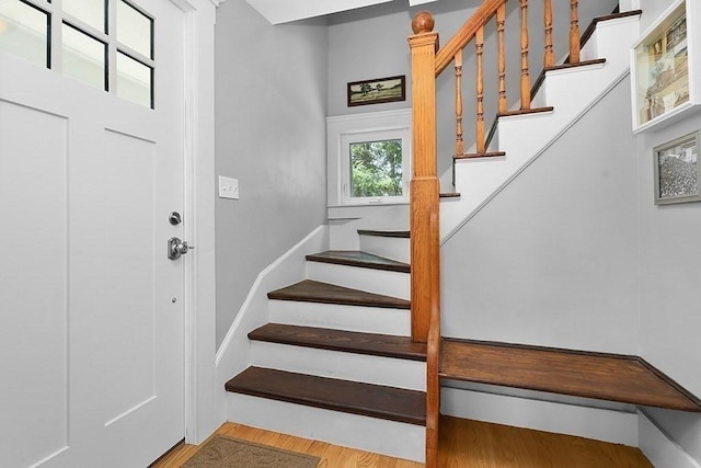 40 Maple St, Mansfield, MA 02048 - staircase featuring wood finished floors