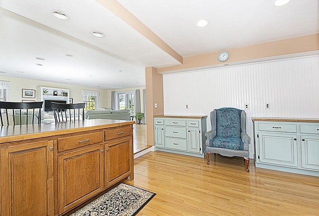 12 Crosby, Webster, MA 01570 - kitchen featuring light wood-style floors, brown cabinets, recessed lighting, and open floor plan