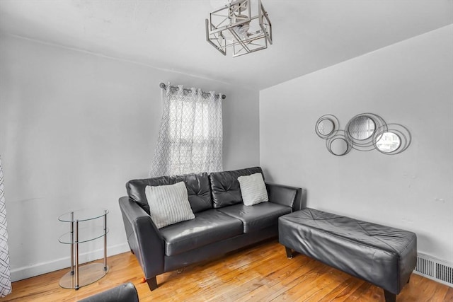 living room featuring light hardwood / wood-style flooring