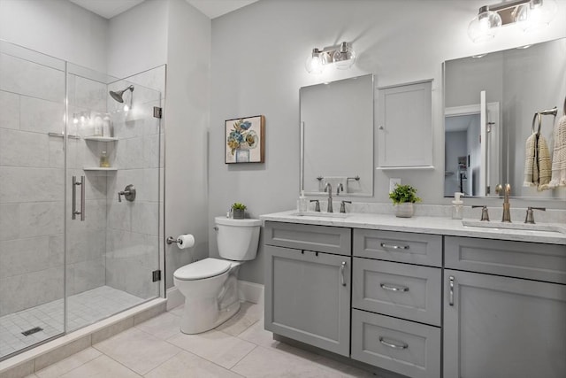 8 Sanborn St Unit 2012, Reading, MA 01867 - full bath with toilet, a shower stall, double vanity, and tile patterned floors