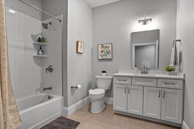 8 Sanborn St Unit 2012, Reading, MA 01867 - bathroom with toilet, tile patterned flooring, shower / bath combination with curtain, baseboards, and vanity