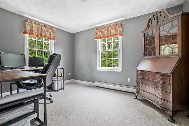 15 Hillside St, Rowley, MA 01969 - office space with a baseboard heating unit, carpet, and plenty of natural light