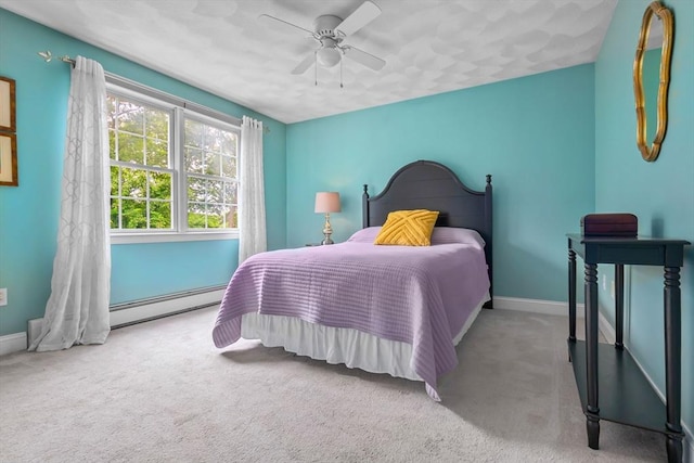 15 Hillside St, Rowley, MA 01969 - carpeted bedroom featuring a baseboard radiator and ceiling fan
