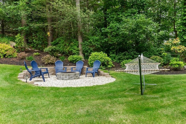 15 Hillside St, Rowley, MA 01969 - view of green lawn featuring an outdoor fire pit