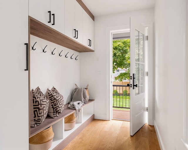 mudroom with light wood-type flooring