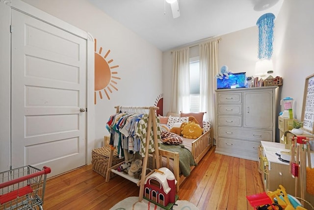 180 Irvington St, New Bedford, MA 02745 - bedroom featuring light wood-type flooring and ceiling fan