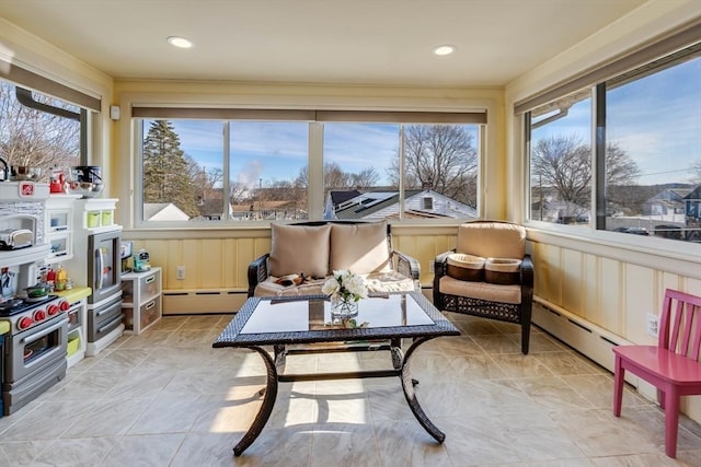 sunroom with baseboard heating