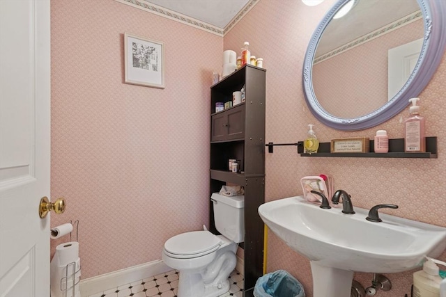 161 Old Farm Rd, Leominster, MA 01453 - bathroom with toilet, a sink, and tile patterned floors