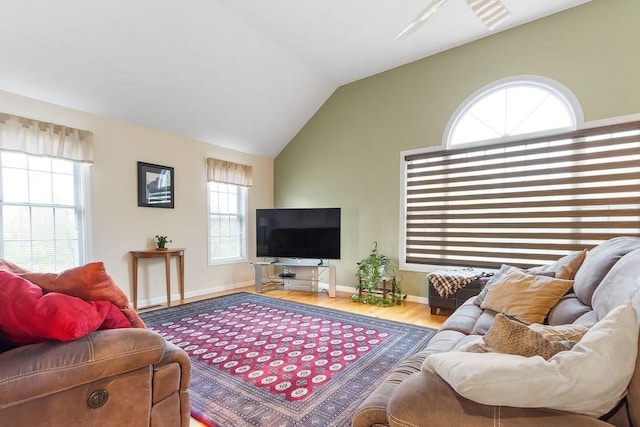 19 Miele Rd, Marlborough, MA 01752 - living room featuring wood finished floors, lofted ceiling, and baseboards