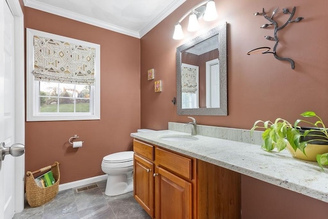 19 Miele Rd, Marlborough, MA 01752 - half bath with toilet, baseboards, crown molding, and vanity