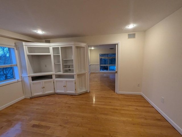 interior space with light hardwood / wood-style flooring