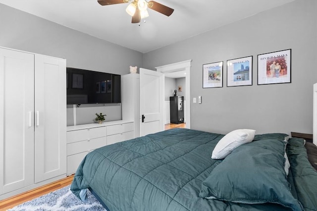 39-41 Ryan St, New Bedford, MA 02740 - bedroom with light wood-style flooring and ceiling fan